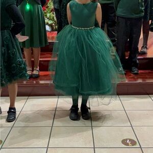 Elegant Green Tulle Dress for Girls